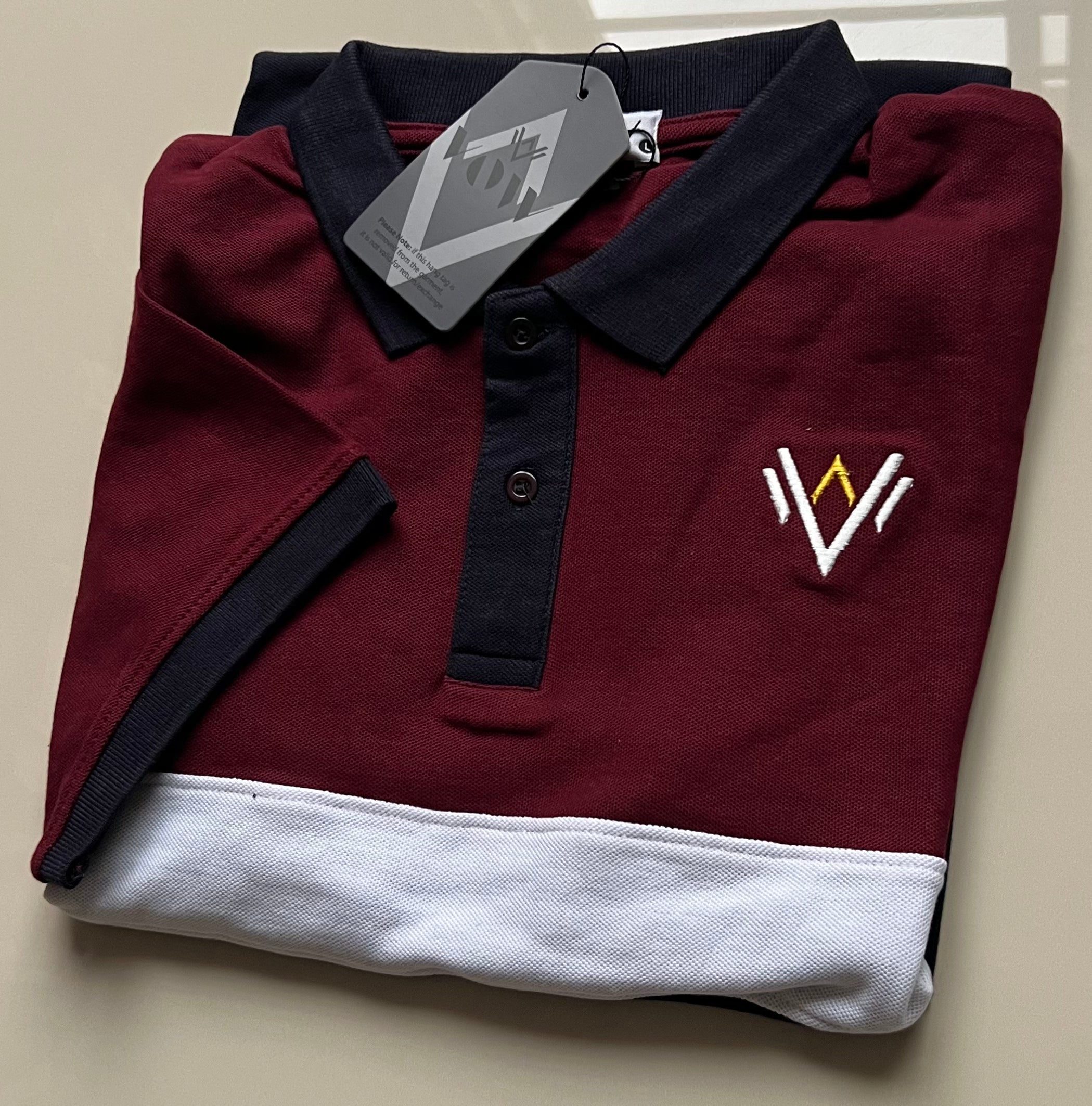 Maroon, White & Navy Blue Polo (Pique)