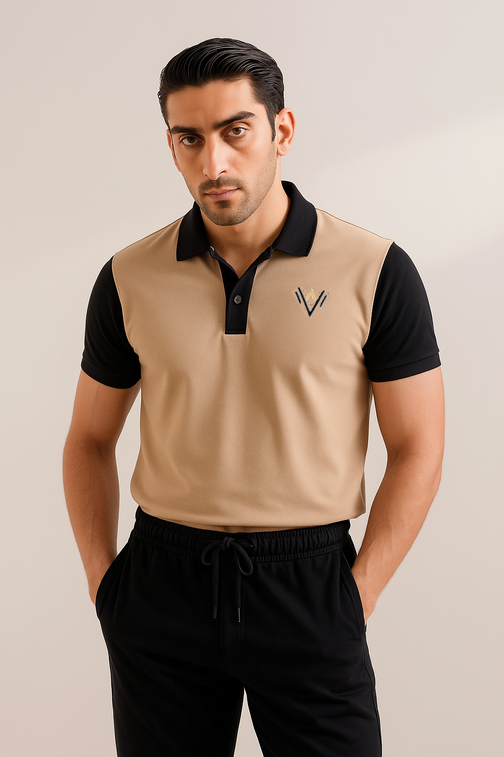 Beige & Black Polo (Popcorn)