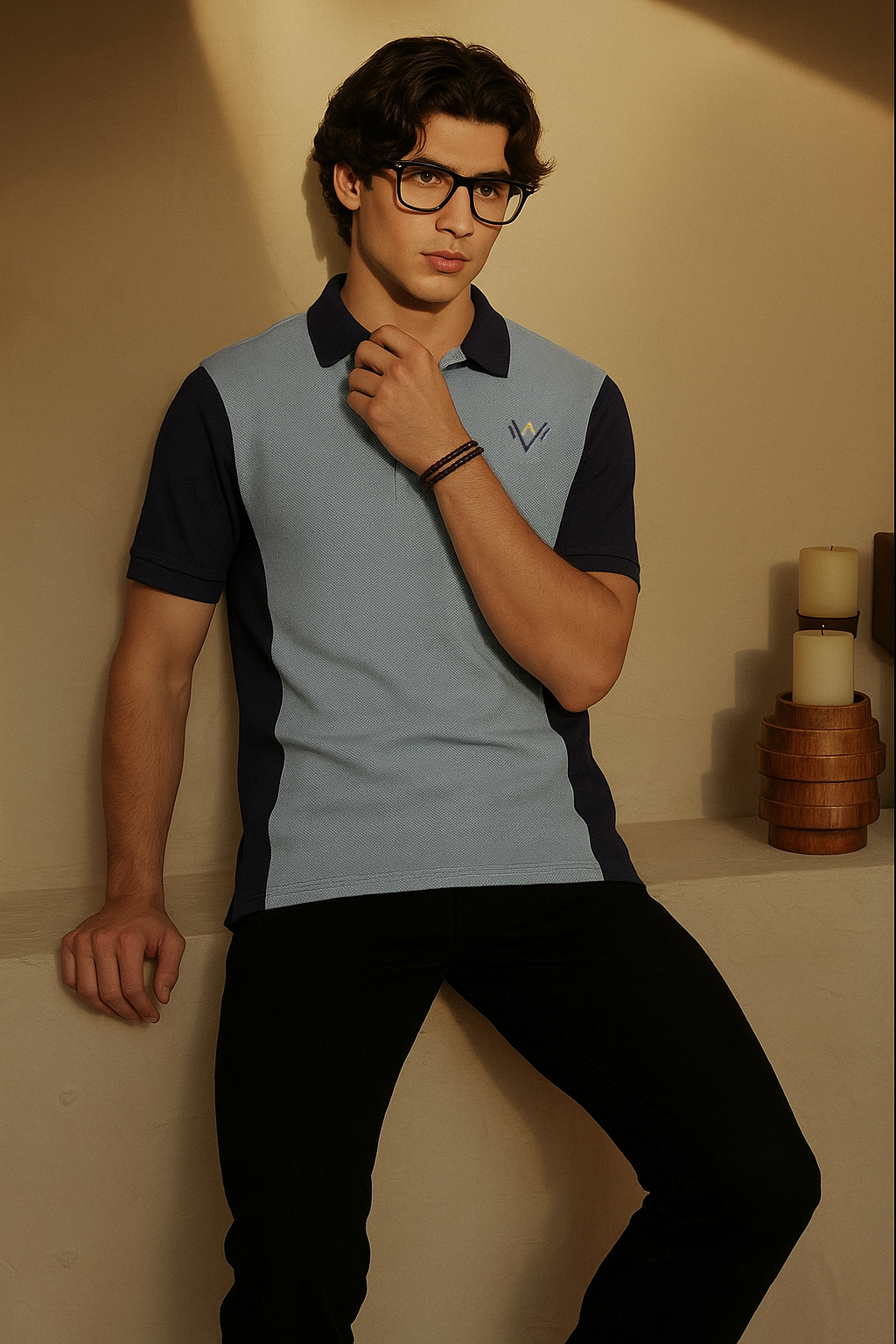 Light Blue & Dark Blue Polo (Pique)