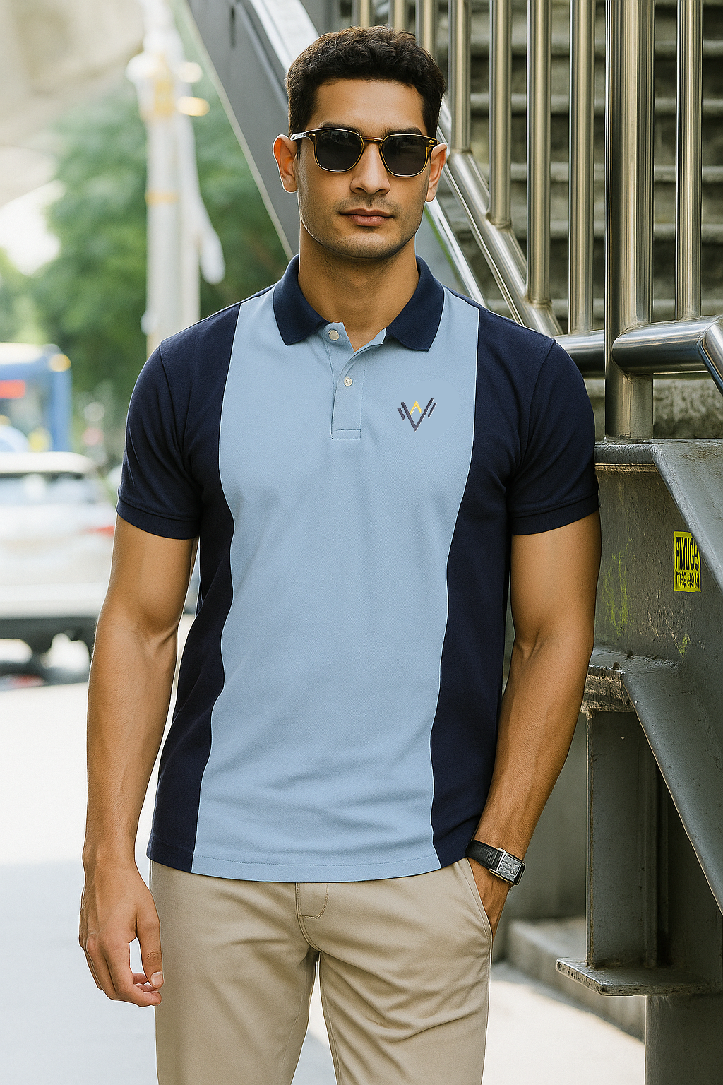 Light Blue & Dark Blue Polo (Pique)
