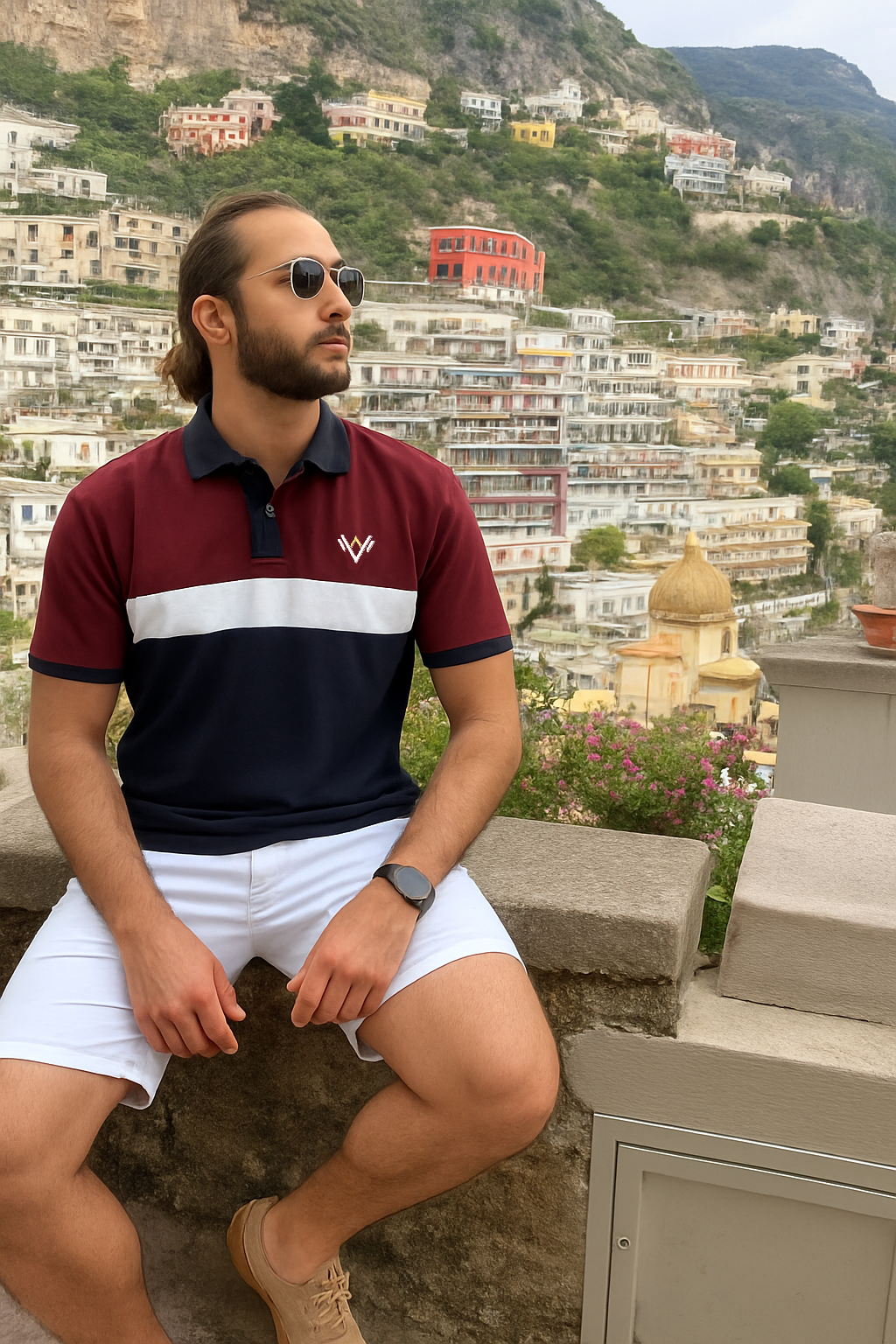 Maroon, White & Navy Blue Polo (Pique)