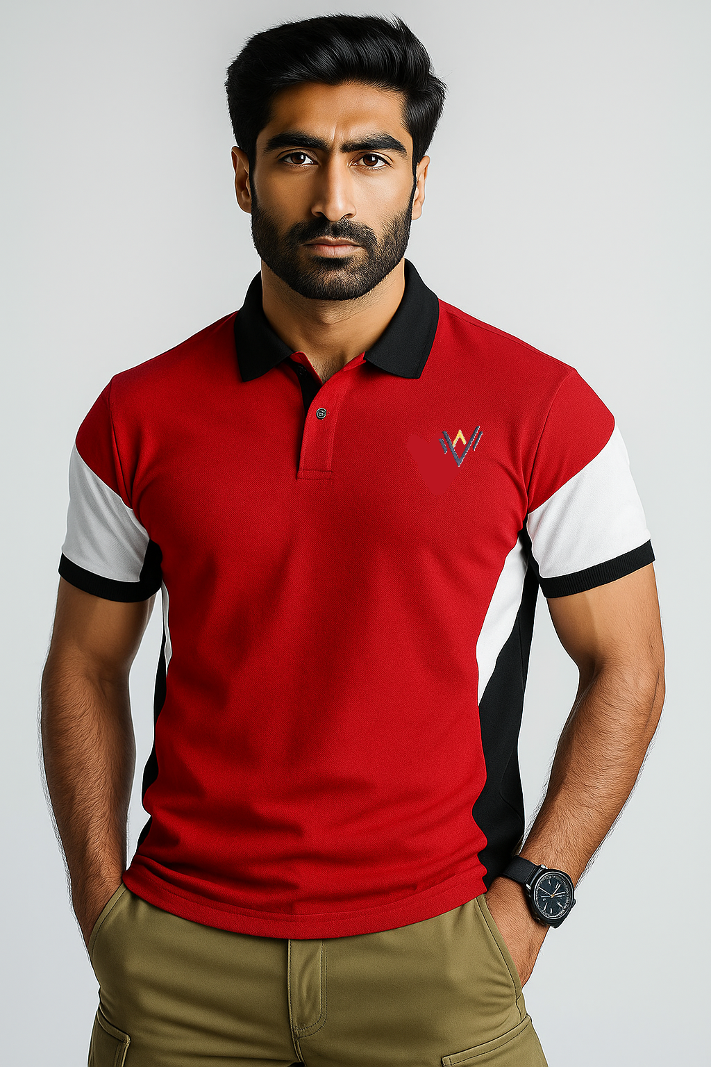Red White & Black Polo (Pique)