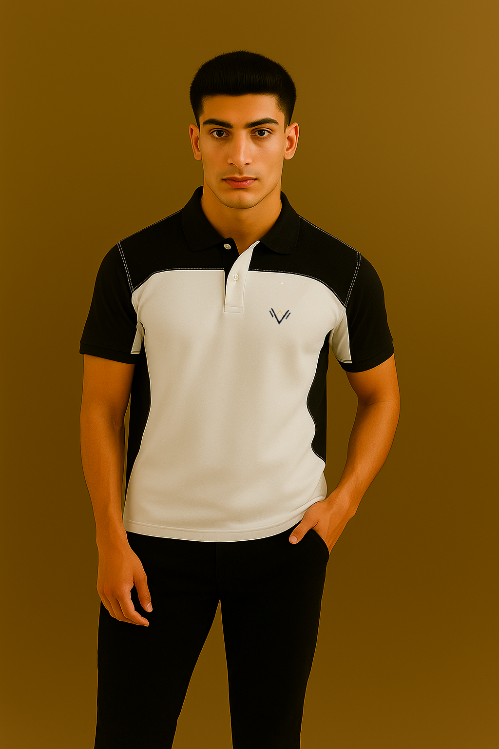 White & Black Polo (Pique)